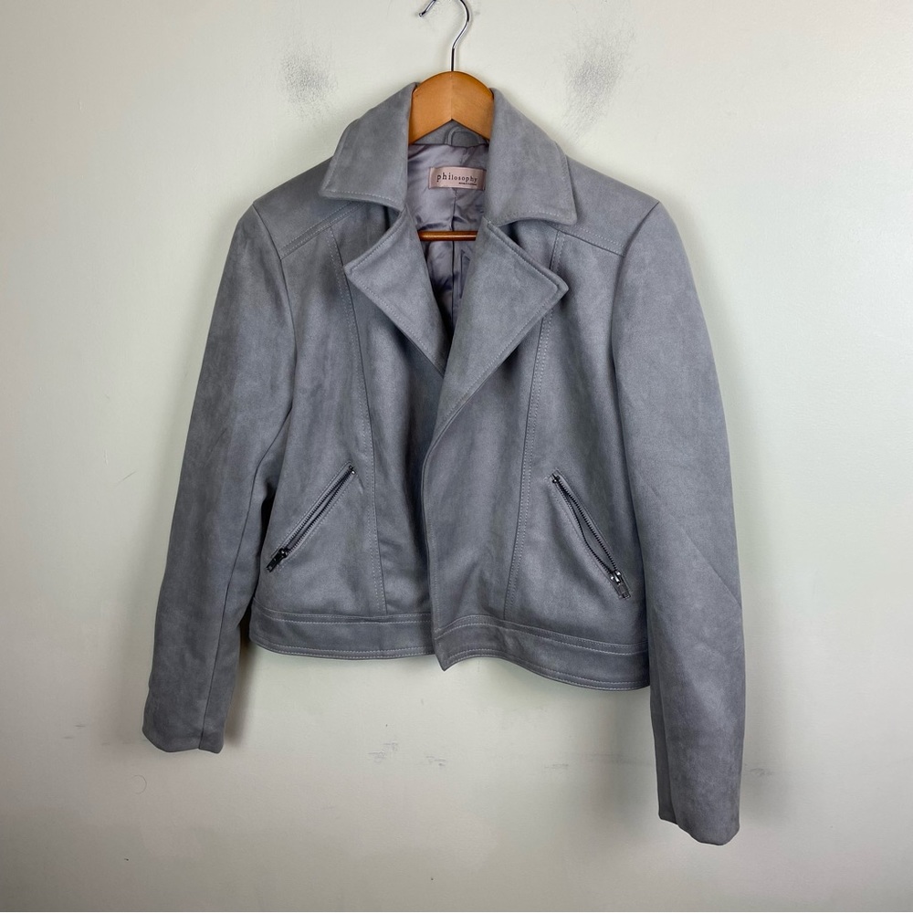 Philosophy Faux Suede Vegan Open‎ Front Moto Jacket Small